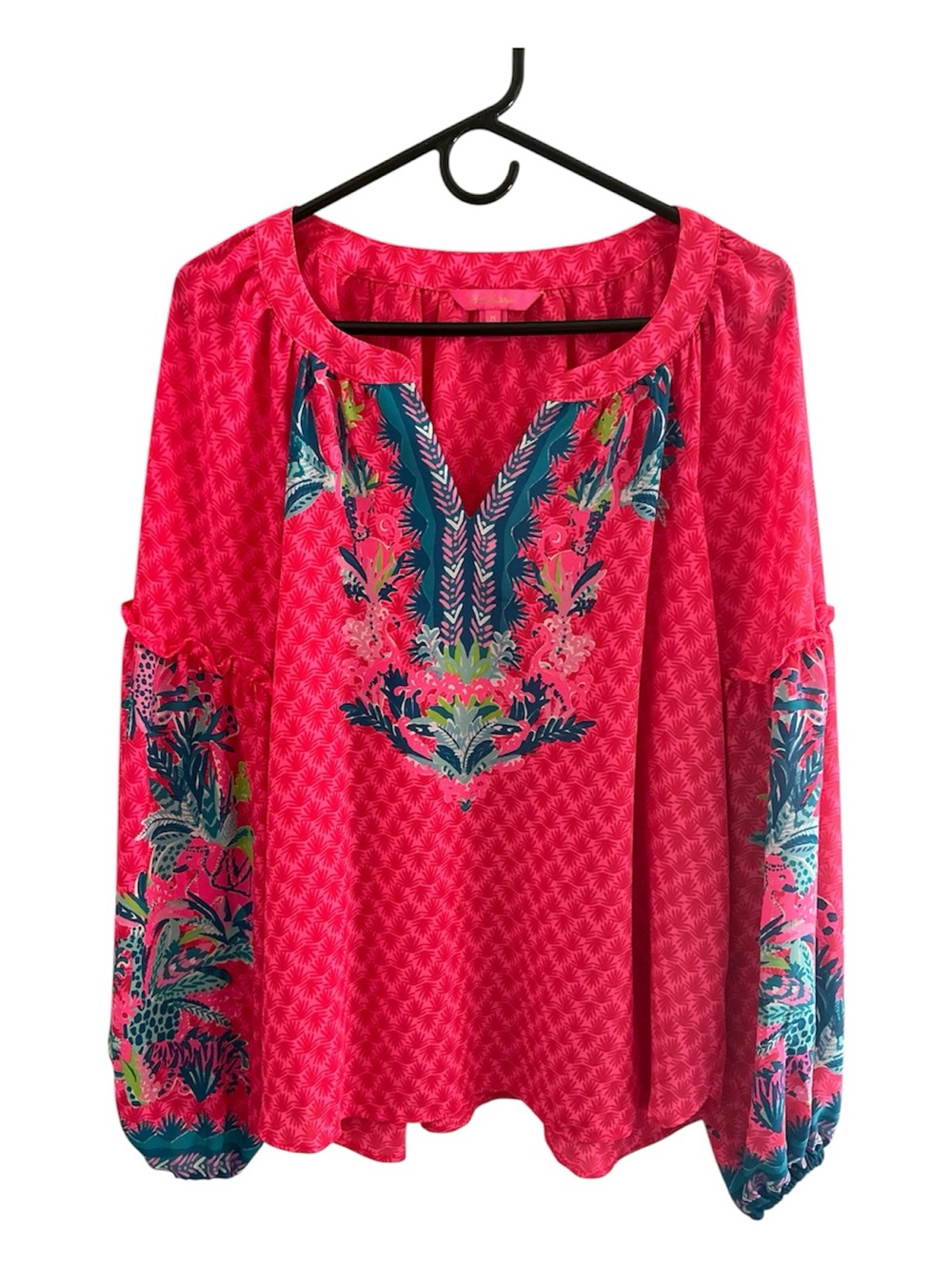 Lilly Pulitzer Zaid Split-Neck Tunic Sz M